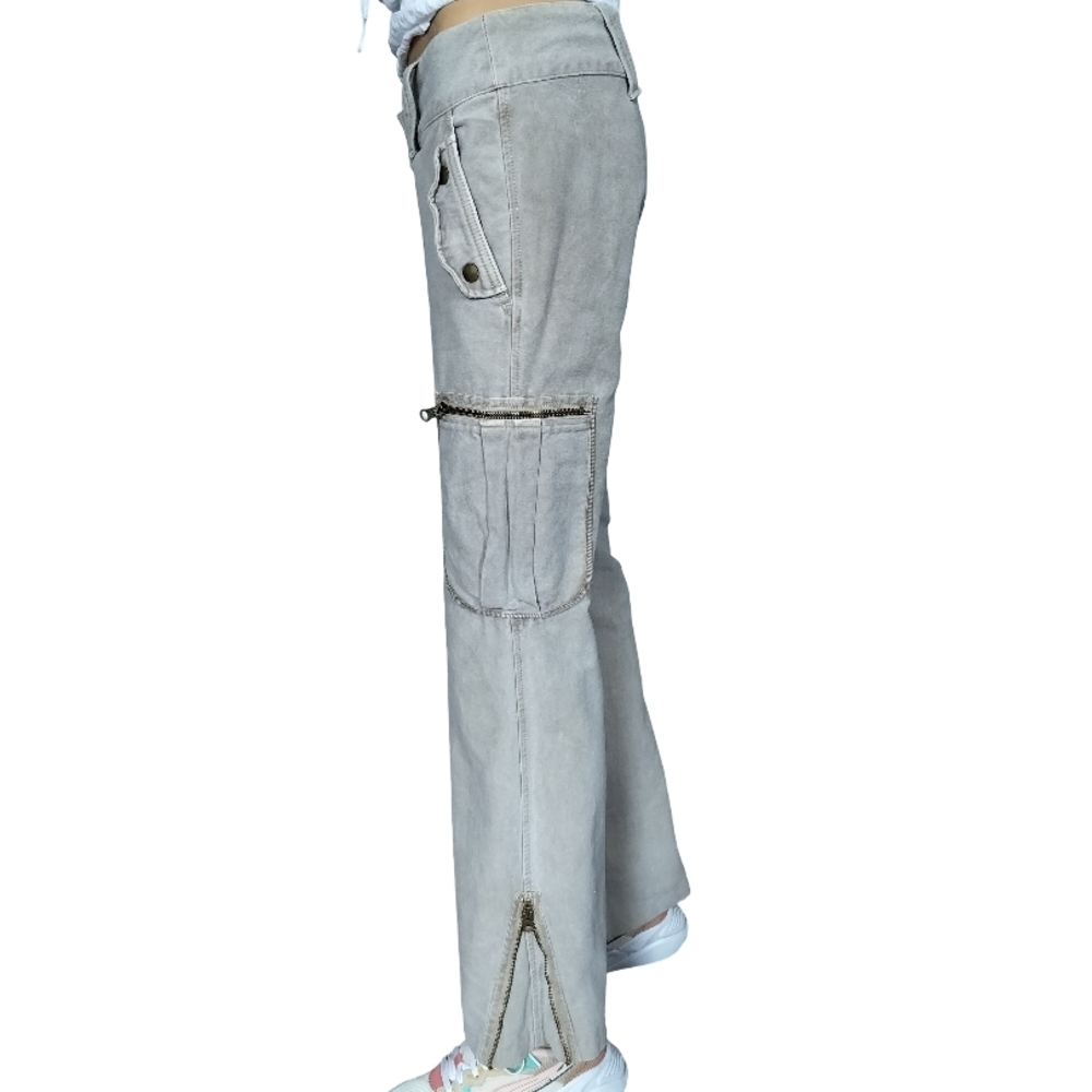 Women's Beige Corduroy Cargo Pants Size 2 - Picture 3 of 9